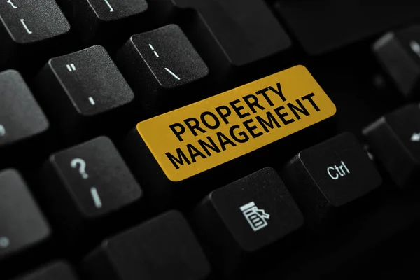Szöveg megjelenítése Property Management. Koncepció jelentése ellenőrzése, karbantartása és felügyelete ingatlan Átírása Online hangfelvételek, Gépelés és rögzítése Fontos megjegyzések — Stock Fotó
