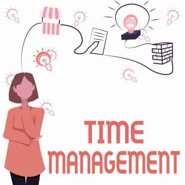 Kavramsal altyazı Zaman Yönetimi. İş Genel Görünümü İş Verimliliği Buluşması Planlandı Kadın Yenilikçi Düşünce Öncüleri İstikrarlı Geleceğe Yönelik Fikirler.