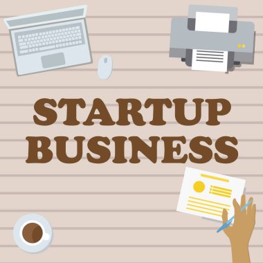 Start Up Business sunan metin başlığı. Yeni Harika Fikirler İçin Yeni Bir Girişim Taze Ticarete Giriş ve El Tutma Kalemi Oluşturma Planları