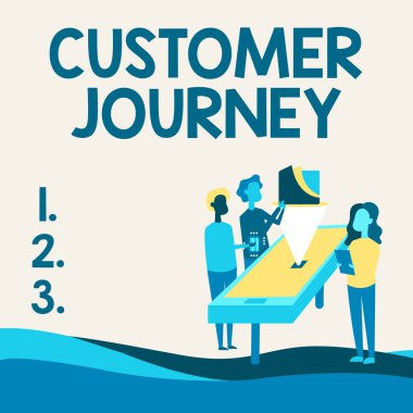 Müşteri Seyahati işaretini gösteren bir ilham. Kuruluş ve müşteri Meslektaşları Çizim Tablosu Grafik Çizimi Yanı Başında Durma Çizimi arasındaki etkileşimin ürünü üzerine yazılan sözcük.