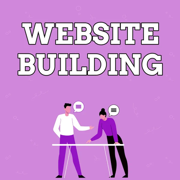 Conceptual display Website Building. Word for Website Building Partners Sharing New Ideas For Skill Improvement Work Strategies. — Stock Photo, Image