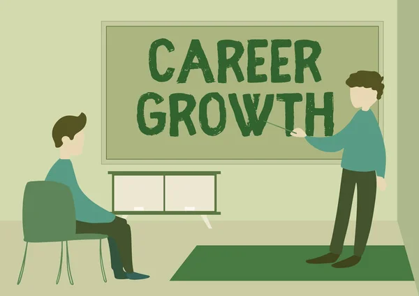 Text caption presenting Career Growth. Business showcase the process of making progress to better jobs or career Teacher And Student Drawing Having Class Privately Inside A Classroom. — Stock Photo, Image