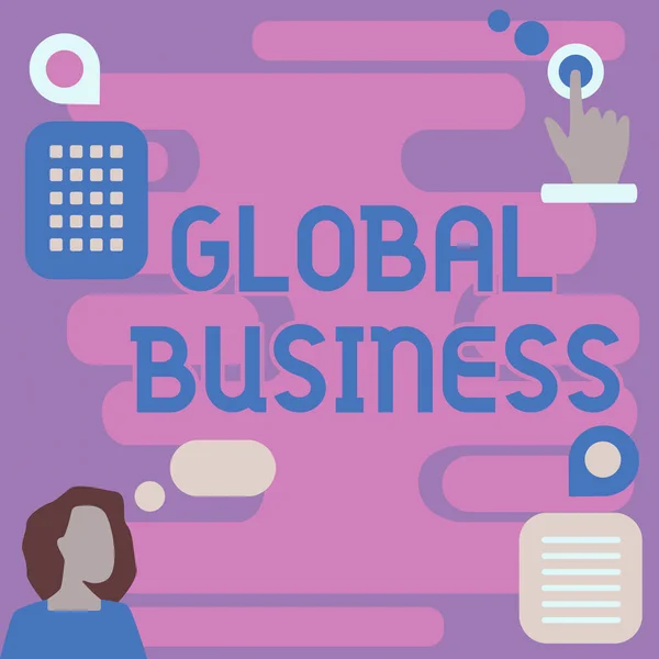 Tekst bijschrift presenteren Global Business. Bedrijfsidee Handels- en bedrijfssysteem een bedrijf over de hele wereld Vrouw Innovatief Denken Leidende Ideeën Naar Stabiele Toekomst. — Stockfoto