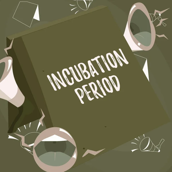 초기 모델은 Incubation Period 이 다. 오랫동안 지연되어 온 단어는 감염원 Lips Megaphones Loudly Making New Announcement To The Public 에 노출되기 시작 했다.. — 스톡 사진