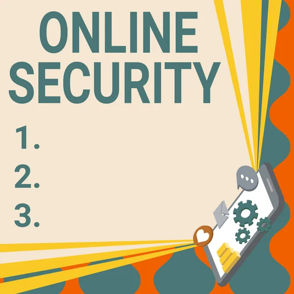 Концептуальный дисплей Online Security. Слово за слово для правил защиты от атак через Интернет — стоковое фото