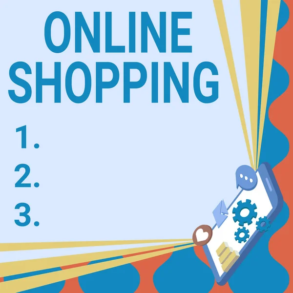 Handskrift tecken Online Shopping. Business showcase gör det möjligt för konsumenterna att köpa sina varor via Internet Mobile Drawing Sharing Positiva kommentarer och bra tal Bubble — Stockfoto
