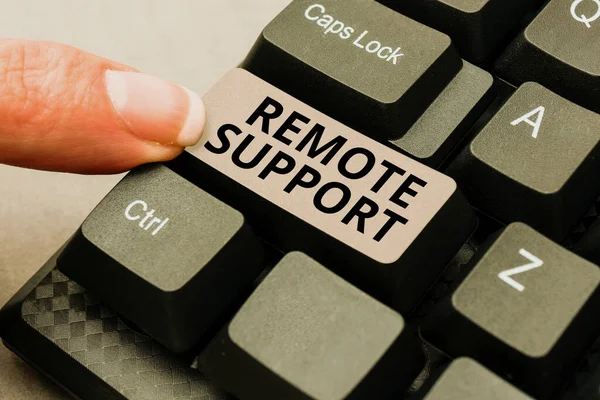 Conceptual display Remote Support. Conceptual photo help endusers to solve computer problems and issues remotely Editing New Story Title, Typing Online Presentation Prompter Notes — Stock Photo, Image
