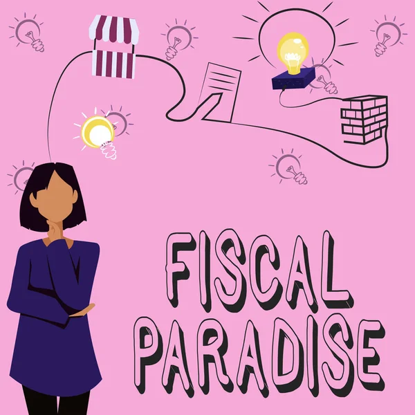 Inspiráló szöveg Fiscal Paradise. Internet Concept A közpénzek pazarlása nagy aggodalomra ad okot A nők innovatív gondolkodása Vezető ötletek a stabil jövő felé. — Stock Fotó
