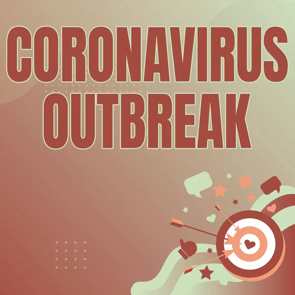 Signo de texto que muestra el brote de Coronavirus. Palabra para las enfermedades infecciosas causadas por el recién descubierto COVID19 Presentando el Mensaje Golpeando el Concepto de Objetivo, Resumen Anunciando Objetivo — Foto de Stock