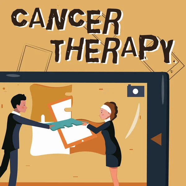 手書きのサインがん治療.インターネットの概念手術を受けた患者におけるがんの治療化学療法の同僚新しいプロジェクト計画の構築最新のアイデアを提示. — ストック写真