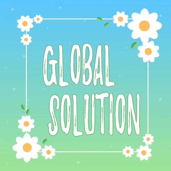 Концептуальний дисплей Global Solution. Бізнес-огляд, що стосується складної ситуації, яка може допомогти країнам Порожній каркас прикрашений абстрактними модернізованими формами Квіти і відлюддя . — стокове фото