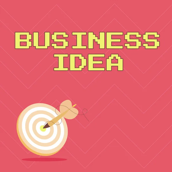 Υπογραφή εμφάνισης Business Idea. Business concept η έννοια που μπορεί να χρησιμοποιηθεί για εμπορικούς σκοπούς Παρουσιάζοντας το μήνυμα Hitting Target Concept, Αφηρημένη ανακοίνωση Στόχος, — Φωτογραφία Αρχείου