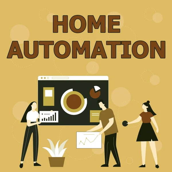 Légende du texte présentant Domotique. Solution Word pour la maison qui permet d'automatiser la majeure partie des employés électroniques Aider ensemble à partager des idées pour l'amélioration des compétences. — Photo
