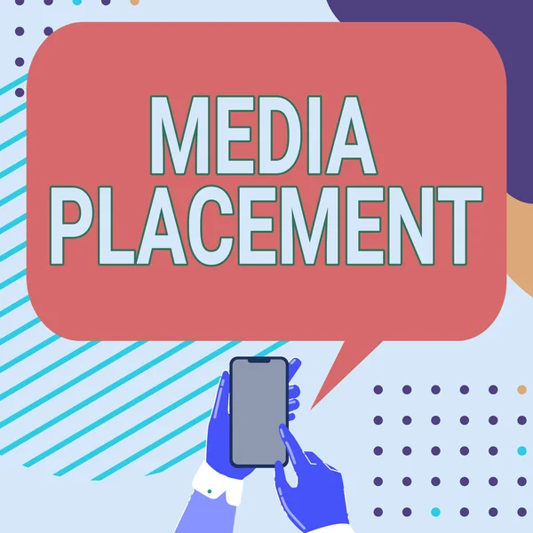 Inspiration showing sign Media Placement. Business approach the method of placing your ad message using the media Mobile Drawing Sharing Positive Comments And Good Speech Bubble