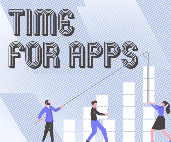Text caption presenting Time For Apps. Word for The best fullfeatured service that helps communicate faster Illustration Of Partners Building New Wonderful Ideas For Skills Improvement. — Stock Photo, Image