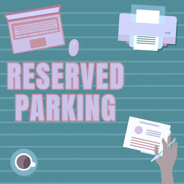 Handschrift Zeichen Reservierter Parkplatz. Konzept: Stellplätze, die für bestimmte Personen reserviert sind. — Stockfoto