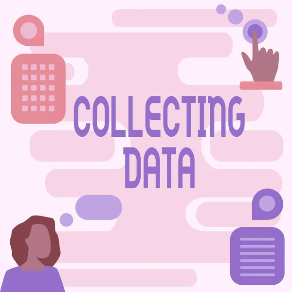 Writing displaying text Collecting Data. Business concept Gathering and measuring information on variables of interest Woman Innovative Thinking Leading Ideas Towards Stable Future. — Stock Photo, Image