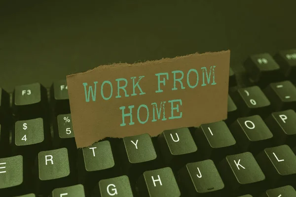 Hand writing sign Work From Home. Word Written on Work From Home Typing Image Descriptions And Keywords, Entering New Internet Website — Stock Photo, Image