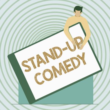 Kavramsal stand-up komedisi. Konsept, Komedyen 'in canlı izleyiciler önünde konuşması demek. Centilmen, elinde kocaman boş bir pano tutuyor..