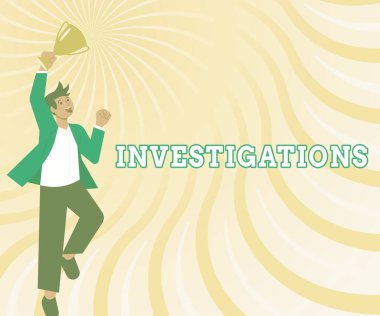 Soruşturmaları gösteren bir imza. Beyefendinin heyecanla Atladığı Ödül Gösterme Başarıları Hakkında Resmi Eylem ya da Sistematik İnceleme Üzerine Yazılan Sözcük.