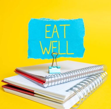 El yazısı metni. İyi ye. İş yaklaşımı Sadece işlenmiş ve işlenmemiş gıdaları yeme pratiği Renkli Fikir Sunumu Taze Düşünceler Gönderme İletisi