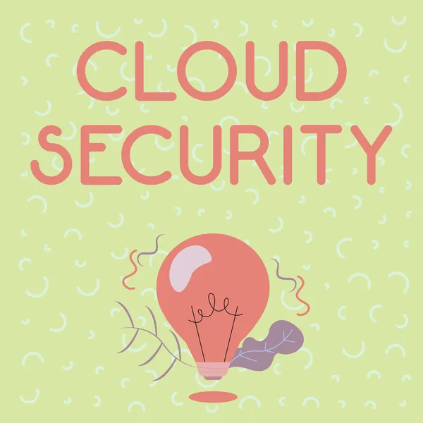 Podpis pokazujący Cloud Security. Przegląd działalności Ochrona przechowywanych informacji bezpieczna Technologia kontrolowana Oświetlona żarówka Rysowanie Rośliny Shell Showing Technology Ideas. — Zdjęcie stockowe