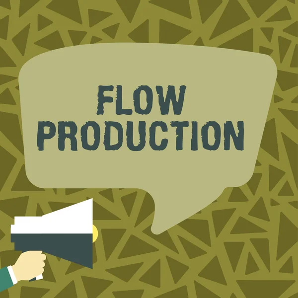 Pisanie wyświetlania tekstu Flow Production. Koncepcje biznesowe są produkowane od jednego etapu przetwarzania do następnego Głośny Megafon Dokonywanie nowego wspaniałego ogłoszenia do publicznej wiadomości — Zdjęcie stockowe