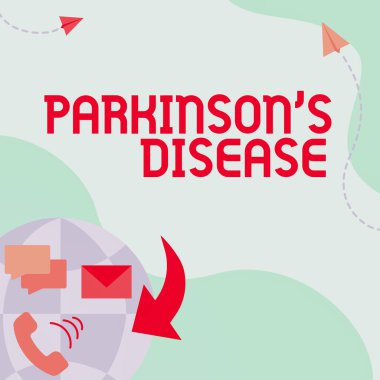 Parkinson Hastalığı 'nı gösteren metin başlığı. İş fikri sinir sistemi bozukluğu İnternet Ağı Çizimini Renkli İleti S ile etkiliyor.
