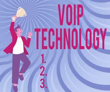 Voip Teknolojisini gösteren bir tabela. İş Fikri Voip Teknoloji Centilmenleri Heyecanlı bir şekilde Ödül Gösterme Yarışması düzenliyor.
