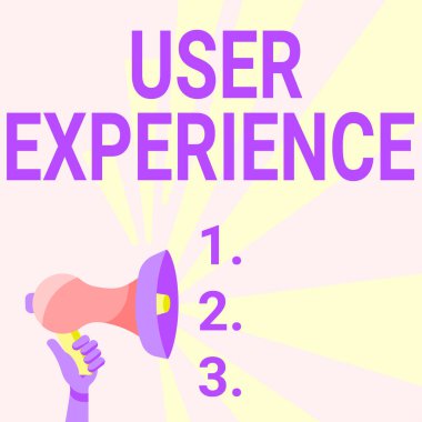 Kavramsal Başlık Kullanıcı Deneyimi. İş yaklaşımı özellikle megafon çizim üretim duyurusu kullanmanın ne kadar hoş olduğu açısından kullanılıyor..