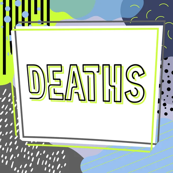Τίτλος κειμένου που παρουσιάζει τους Θάνατους. Internet Concept μόνιμη παύση όλων των ζωτικών σημείων, περίπτωση θανάτου επιμέρους πλαίσιο κειμένου που περιβάλλεται με διαφοροποιημένα λουλούδια Καρδιές και φύλλα. — Φωτογραφία Αρχείου