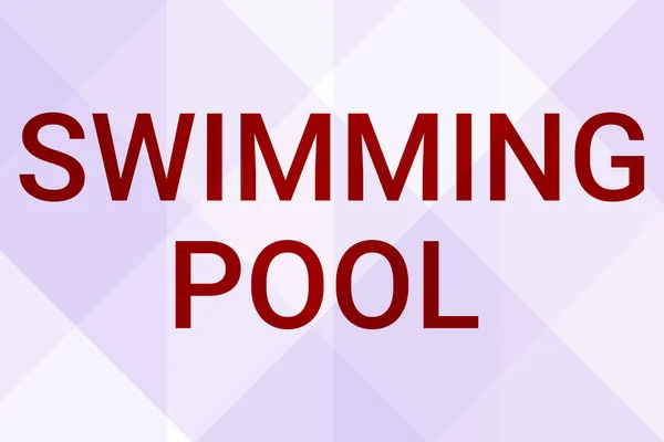 Konzeptionelle Bildunterschrift: Swimming Pool. Geschäftskonzept Struktur entwickelt, um Wasser für Freizeitaktivitäten zu halten Line Illustrierte Hintergründe mit verschiedenen Formen und Farben. — Stockfoto