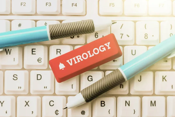 Conceptual display Virology. Business idea Virology Editing New Story Title, Typing Online Presentation Prompter Notes — Stock Photo, Image