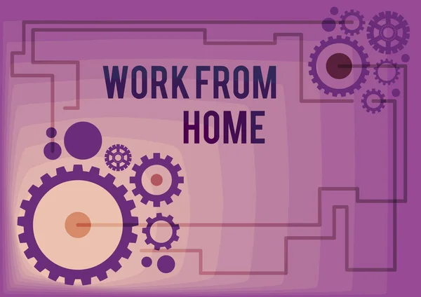 Sign displaying Work From Home. Business concept Work From Home Illustration Of Mechanic Gears Connected To Each Other Performing Work — Stock Photo, Image