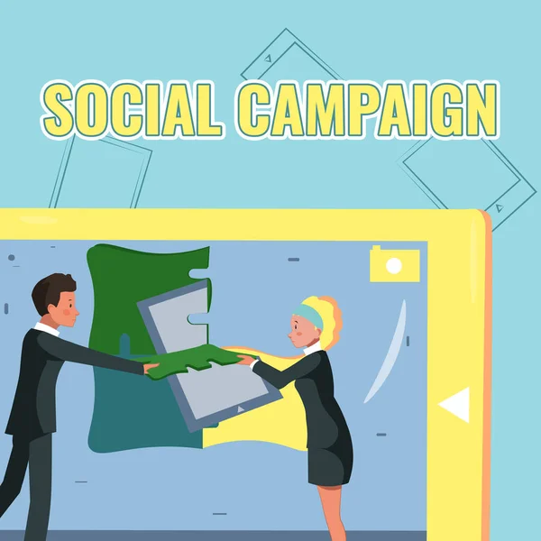 Handgeschriebenes Schild Social Campaign. Geschäftskonzept nutzt Social-Media-Plattform, um Markenbekanntheit zu verbessern. — Stockfoto