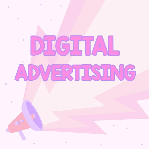 テキストデジタル広告を表示する書き込み。ビジネスショーケースオンラインマーケティングプロモーションメッセージを配信キャンペーン｜Lightning Waveサウンドで描画するメガホンクラウド発表を行う. — ストック写真