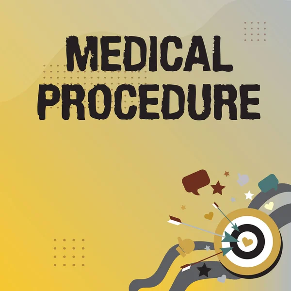 Tekst met inspiratie Medische procedure. Business idee een procedure toegepast door artsen of tandartsen Presenteren van bericht raken Target Concept, Abstract Aankondigen Doel — Stockfoto