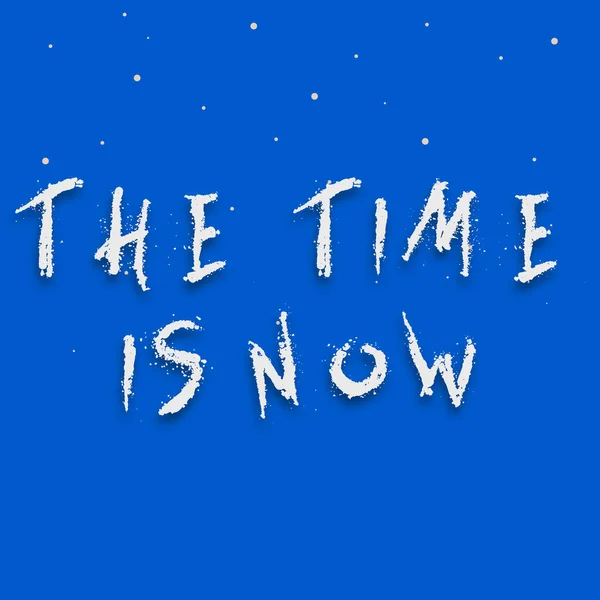 Podpis tekstowy przedstawiający "The Time Is Now". Słowo Napisane na zachęcanie kogoś, aby zaczął robić dzisiaj Nie bądź późno Line Illustrated tła z różnych kształtów i kolorów. — Zdjęcie stockowe