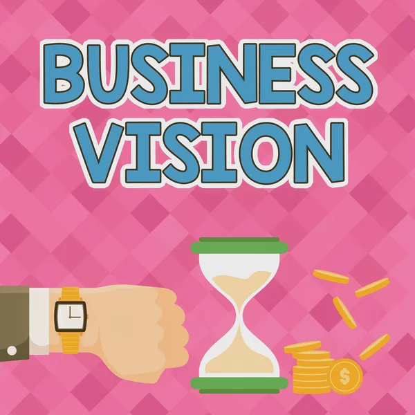 비즈니스 비전 (Business Vision) 은 비즈니스 비전의 준말이다. 미래에 사업을 성장시키는 것에 대한 당신의 목표에 기반 한 당신의 사업에 대해 작성 된 말 Businessman Using Wristwatch with Hourglass Indicating Valusible Measures. — 스톡 사진