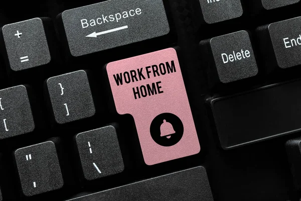 Sign displaying Work From Home. Concept meaning Work From Home Editing And Retyping Report Spelling Errors, Typing Online Shop Inventory — Stock Photo, Image