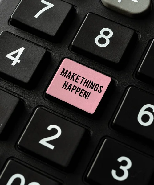 Tekst met inspiratie Make Things Hhappen. Word Written on inspiration and motivation more efforts to achieve success Typing Online Network Protocols, Creating New Firewall Program — Stockfoto