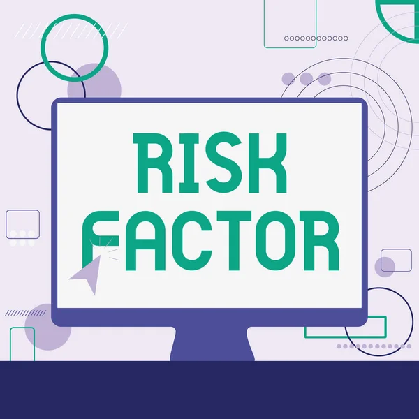 Text caption presenting Risk Factor. Conceptual photo Characteristic that may increase the percentage of acquiring a disease Illustration Of Cursor In Blank Screen Monitor Searching Ideas. — Stock Photo, Image