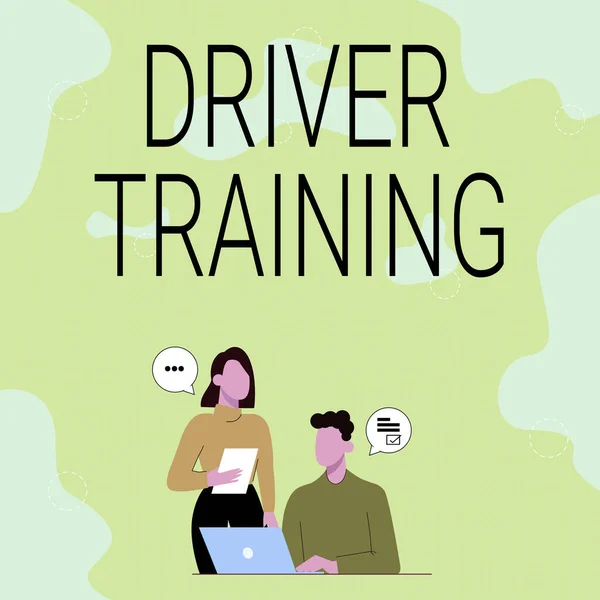 Text sign showing Driver Training. Word Written on prepares a new driver to obtain a driver s is license Partners Sharing New Ideas For Skill Improvement Work Strategies.