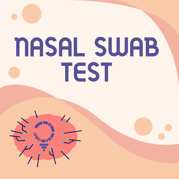 Text caption presenting Nasal Swab Test. Business concept diagnosing an upper respiratory tract infection through nasal secretion Light Bulb Drawing With Multiple Lines Beside Empty Write Space. — Stock Photo, Image