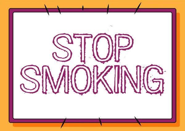 Fogalmi megjelenítés Dohányzás abbahagyása. Üzleti ötlet a dohányzás abbahagyásának vagy abbahagyásának folyamata Illusztrált háttér különböző formákkal és színekkel. — Stock Fotó
