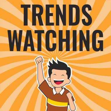 El yazısı trendi izleme. Yeni ya da farklı bir şeye yönelik iş yaklaşımı değişikliği ya da gelişme Neşeli Adam 'ın Spiral Arkaplan Yükselen El ile Başarı Keyfi Alması.
