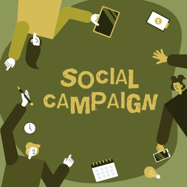 Sosyal Kampanya sunan metin başlığı. İş vitrini, S Dekorasyon Mobil Uygulama Takımını Tanımlayan Meslektaşları geliştirmek için sosyal medya platformunu kullanın.