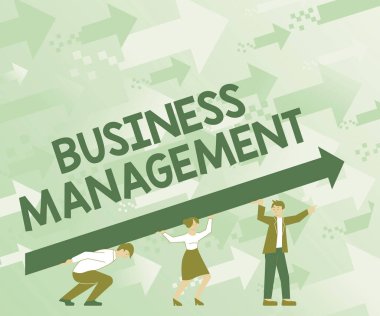 Kavramsal Manşet İş Yönetimi. Konsept derken, İşletme Koordinasyon Operasyonlarını Denetlemek Dört Meslektaş Çizimi Başarı İçin Büyük Ok Tutma.