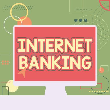 El yazısı internet bankacılığı. Boş Ekran İzleme Fikirlerinde imlecin elektronik olarak İllüstrasyonunu gerçekleştiren ticari şov bankacılık yöntemi.