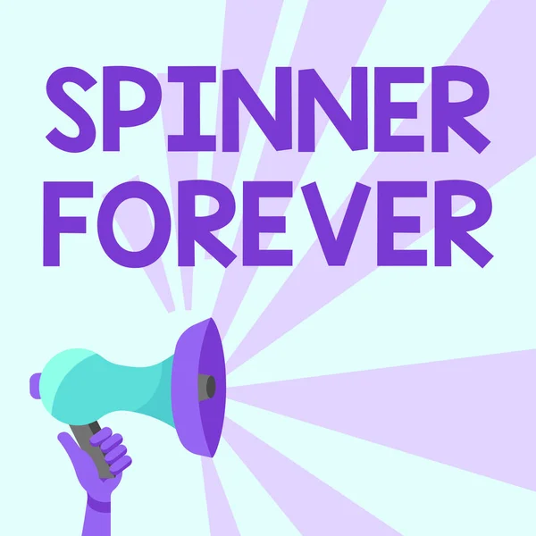 Handwriting text Spinner Forever. Word for stress reliever for showing who tend to fidget Flat top Megaphones Drawing Giving Positive Comments Making Announcement — Stock Photo, Image